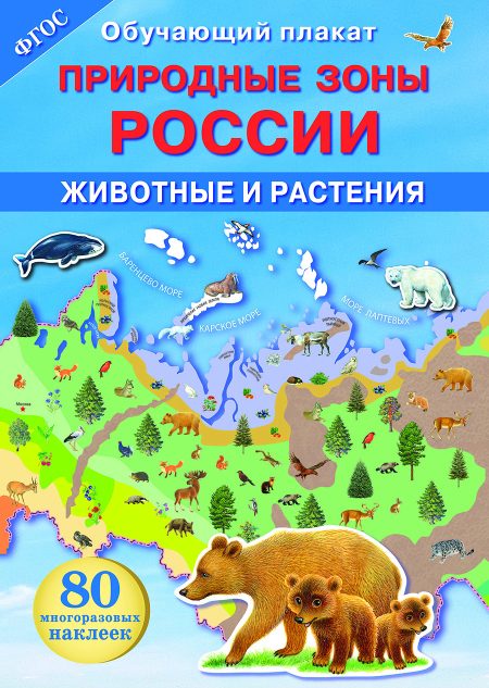 ОБУЧАЮЩИЙ ПЛАКАТ. Природные зоны России. Животные и растения