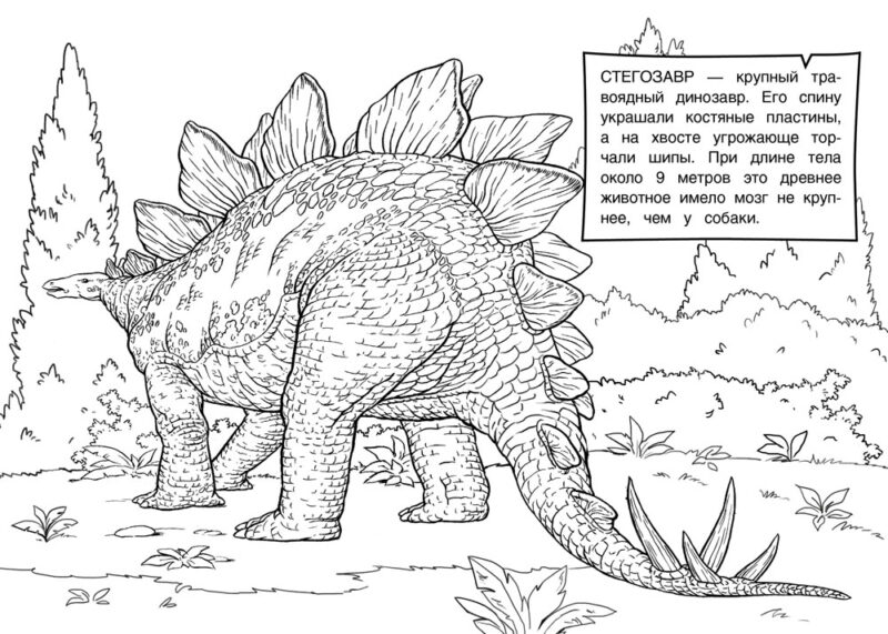 Динозавры. Раскраска три цвета бумаги