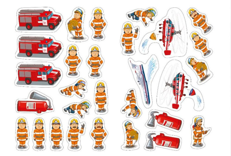 Пожарная команда. Многоразовые наклейки для детей
