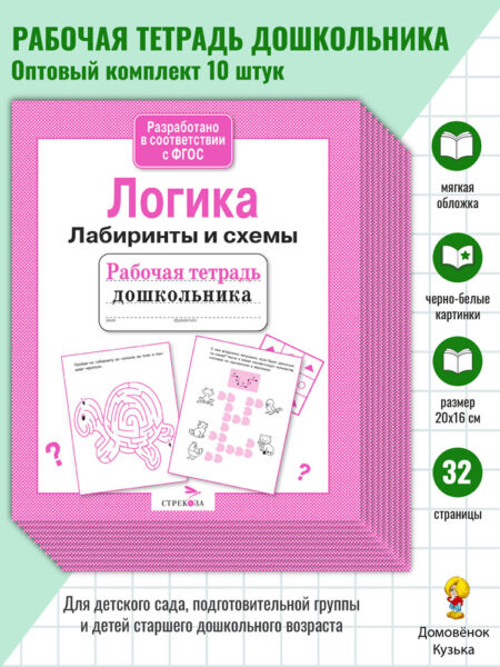 Комплект Рабочая тетрадь дошкольника. Логика. Лабиринты и схемы (10 шт)